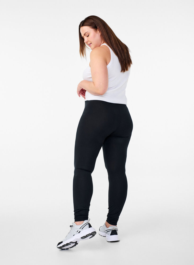Basic leggings with extra length, Black, Model image number 2