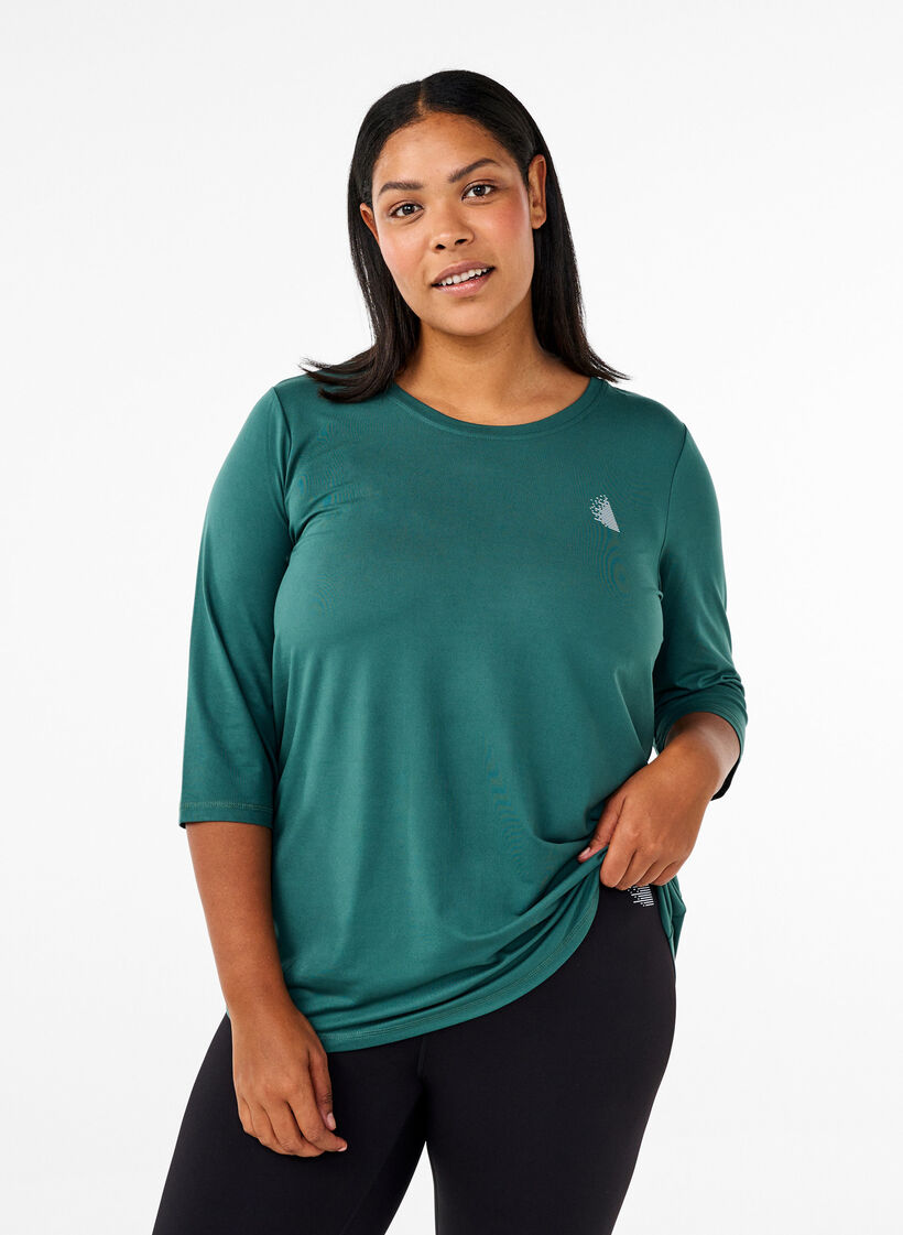 Workout top with 3/4 sleeves, Green, Model image number 0