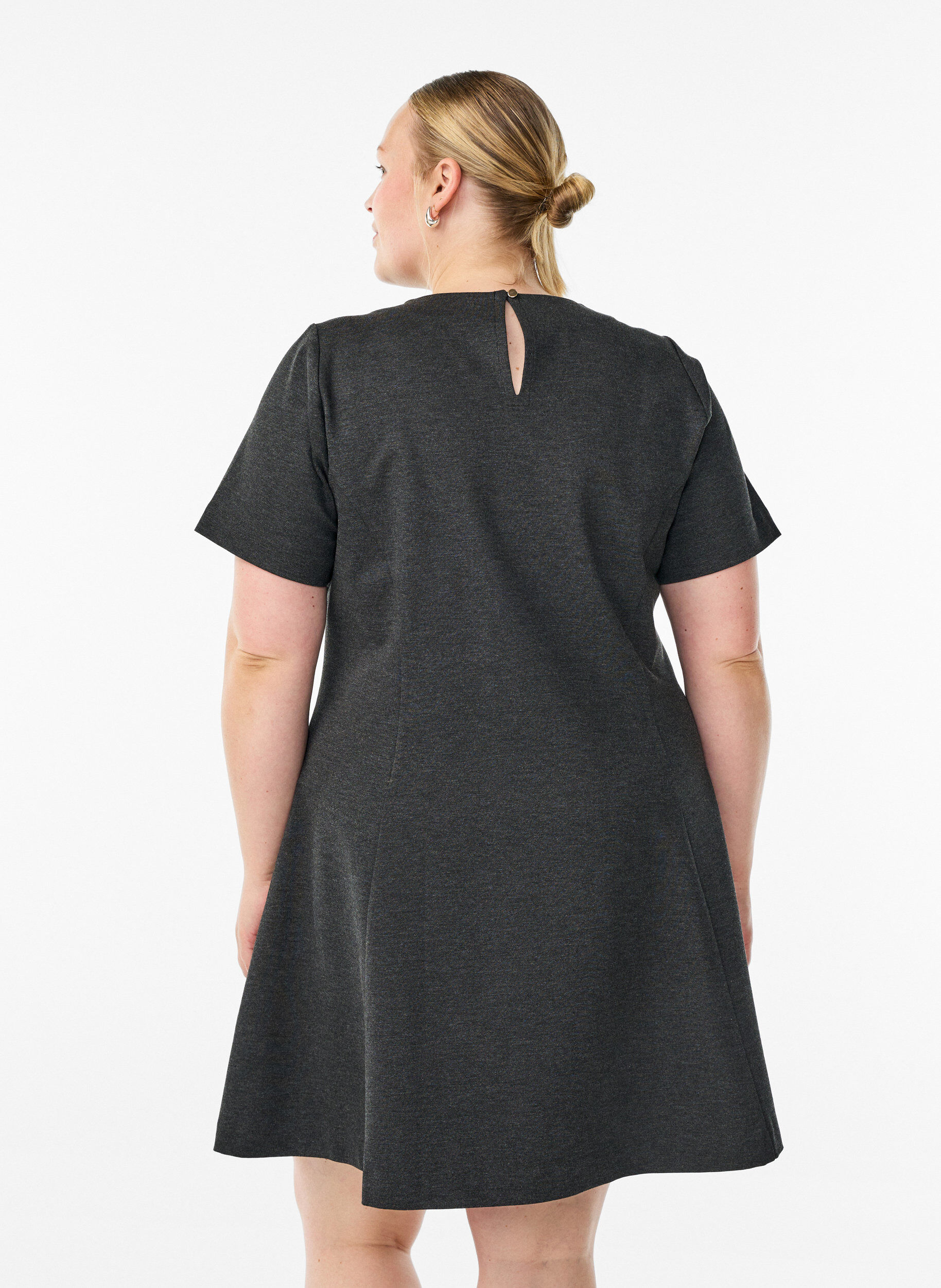 Zizzifashion Short A-line jersey dress, Dark Grey, Model image number 2