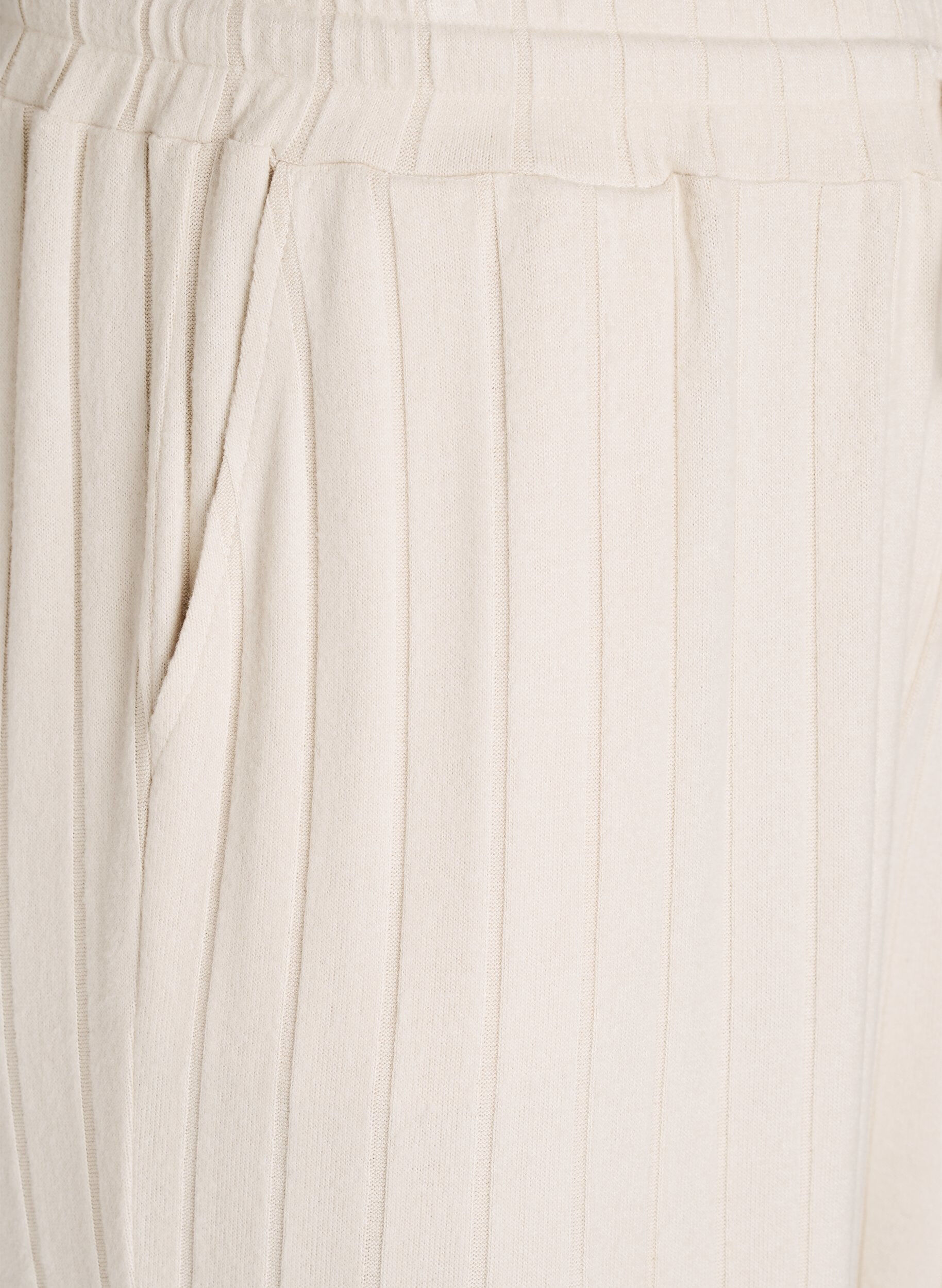 Zizzifashion Ribbed jersey lounge trousers with a high waist, Beige, Packshot image number 2