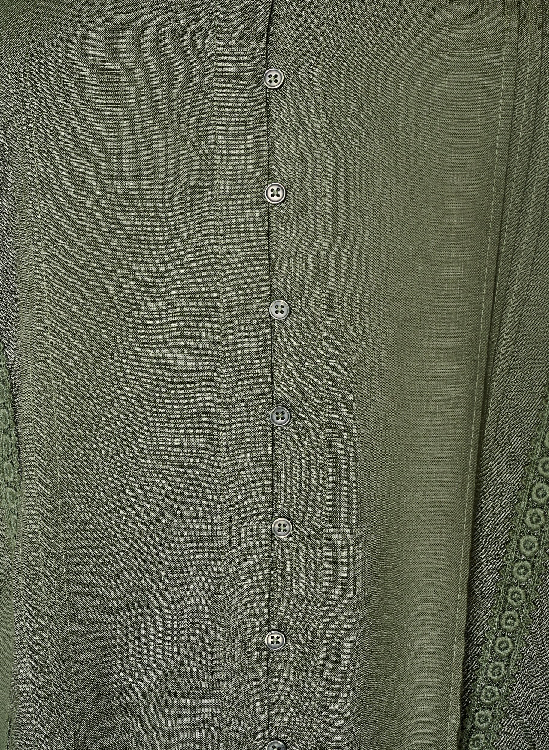 Zizzifashion Viscose blouse with crochet trim and buttons, Green, Packshot image number 2