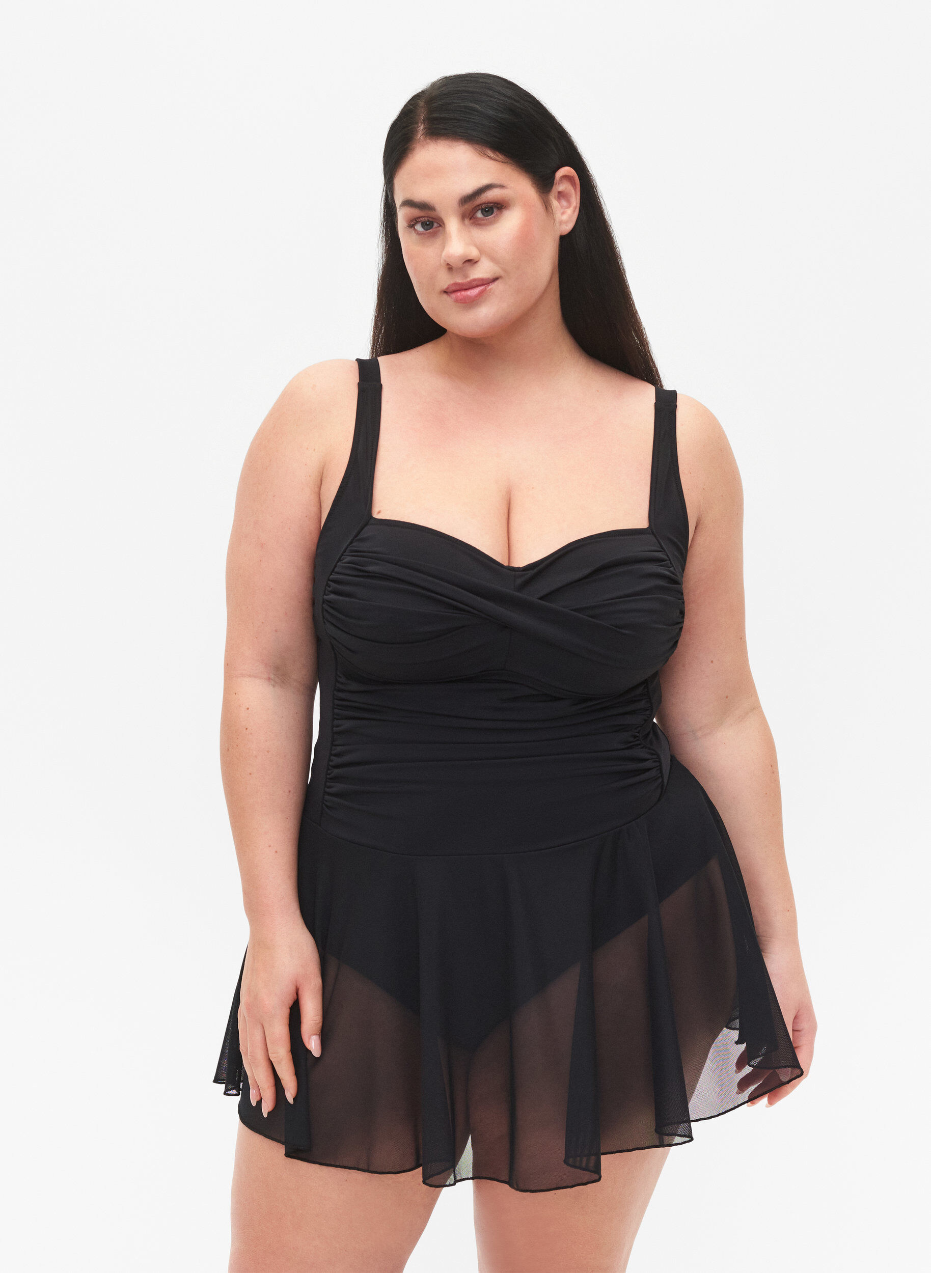 Zizzifashion Swim dress with skirt and inner shorts, Black, Model image number 0