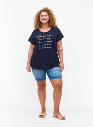 Printed T-shirt in organic cotton, Navy Blazer, Model image number 2
