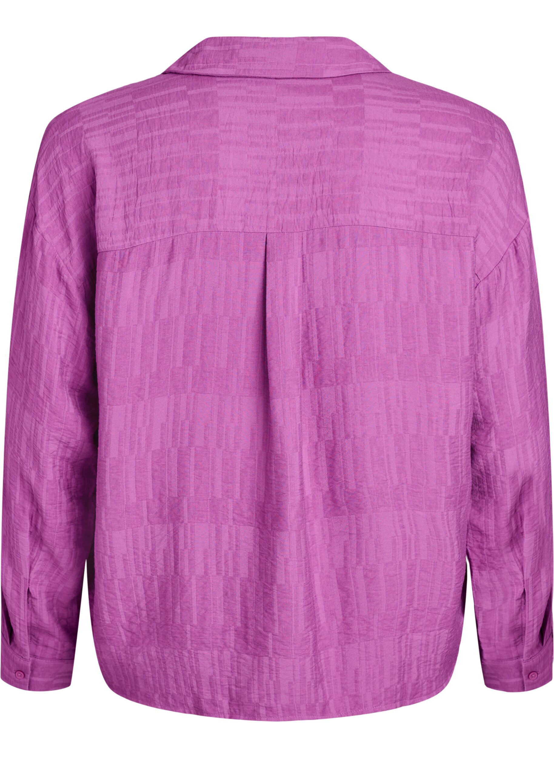 Zizzifashion Loose shirt with texture and a V-neck, Purple, Packshot image number 1