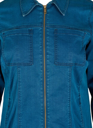 Denim dress with zip and collar, Dark blue denim, Packshot image number 2