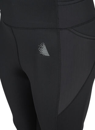 Cropped exercise tights with pocket, Black, Packshot image number 2