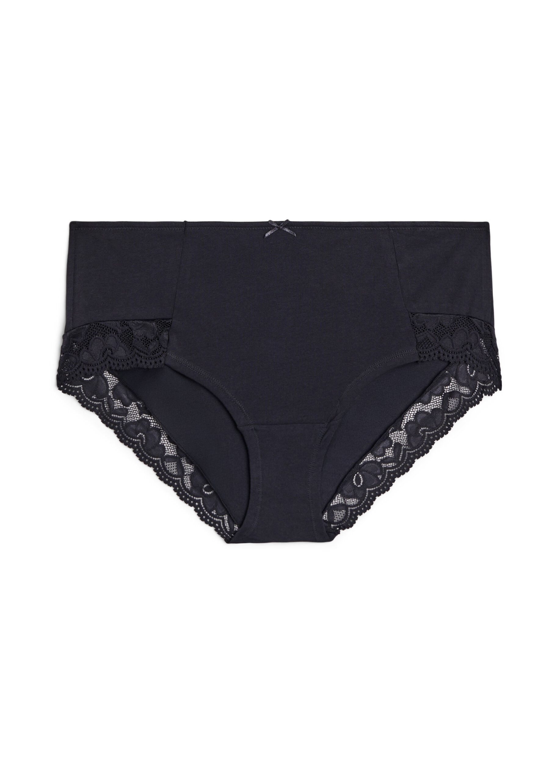 Zizzifashion 3-pack hipster knickers with lace trim, Black, Packshot image number 2
