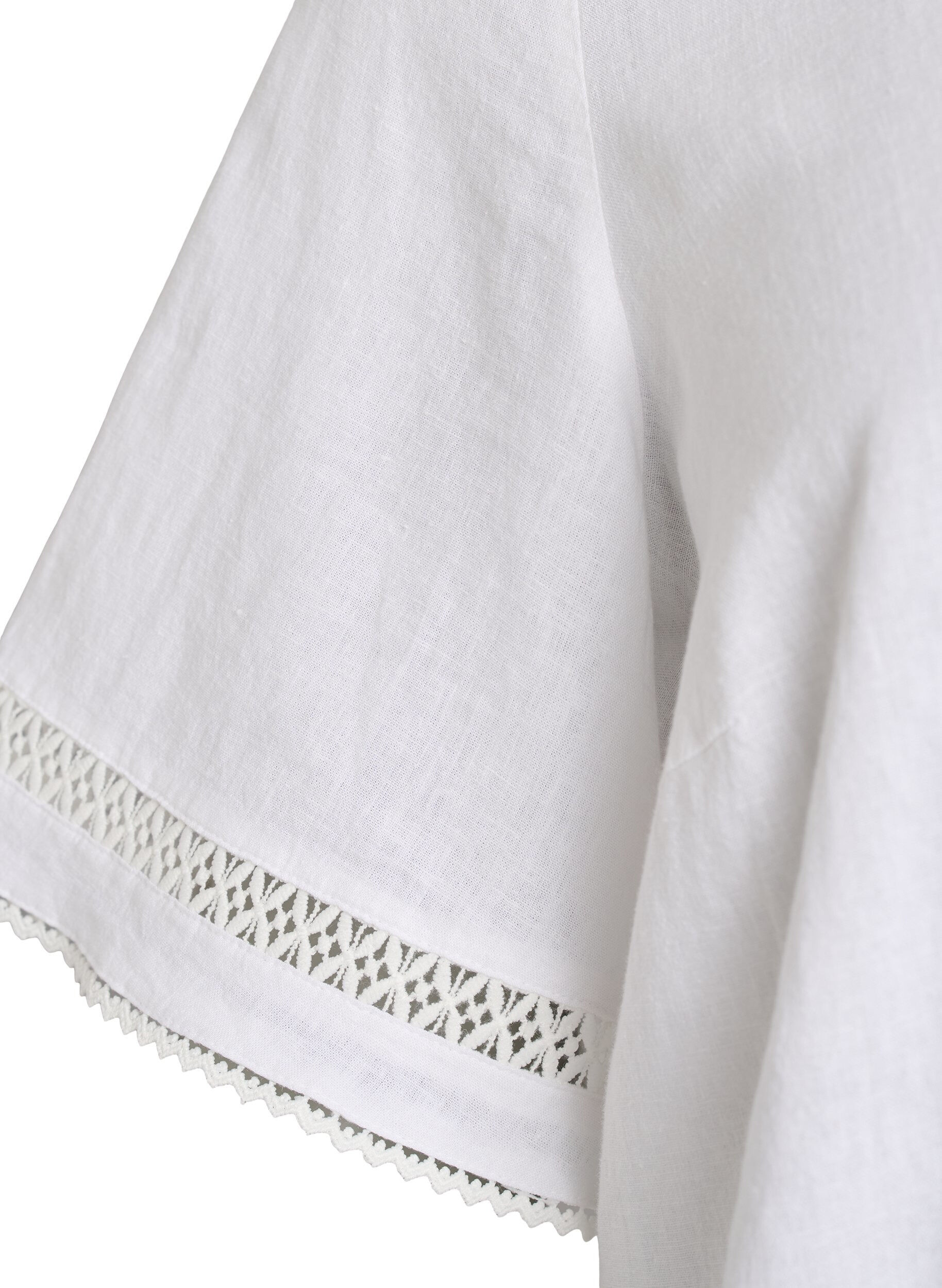 Zizzifashion Blouse in linen and viscose with crochet details, White, Packshot image number 2