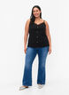 Strap top with lace trim and buttons, Black, Model image number 1