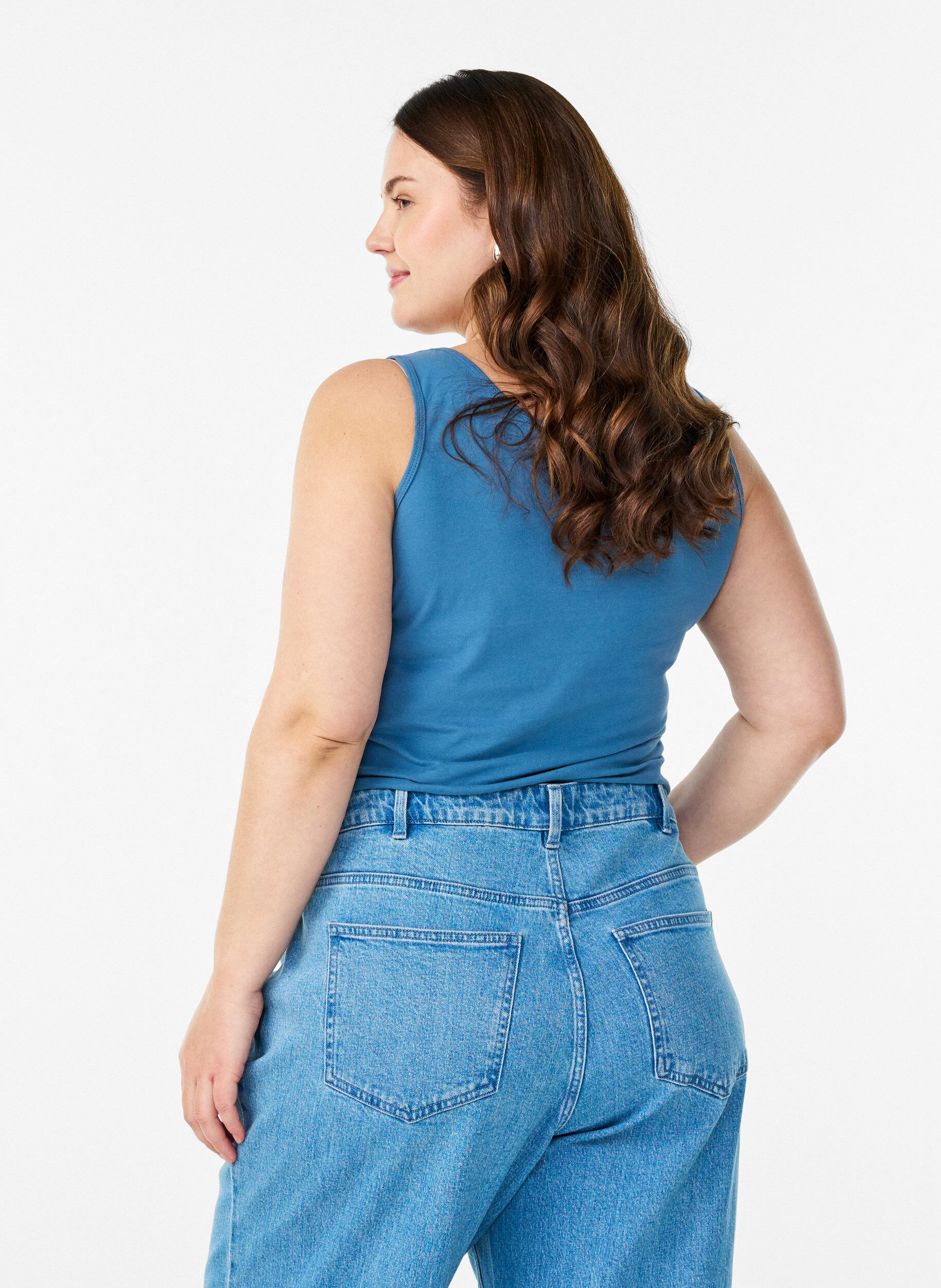 Zizzifashion Solid color basic top in cotton, Grey, Model image number 2