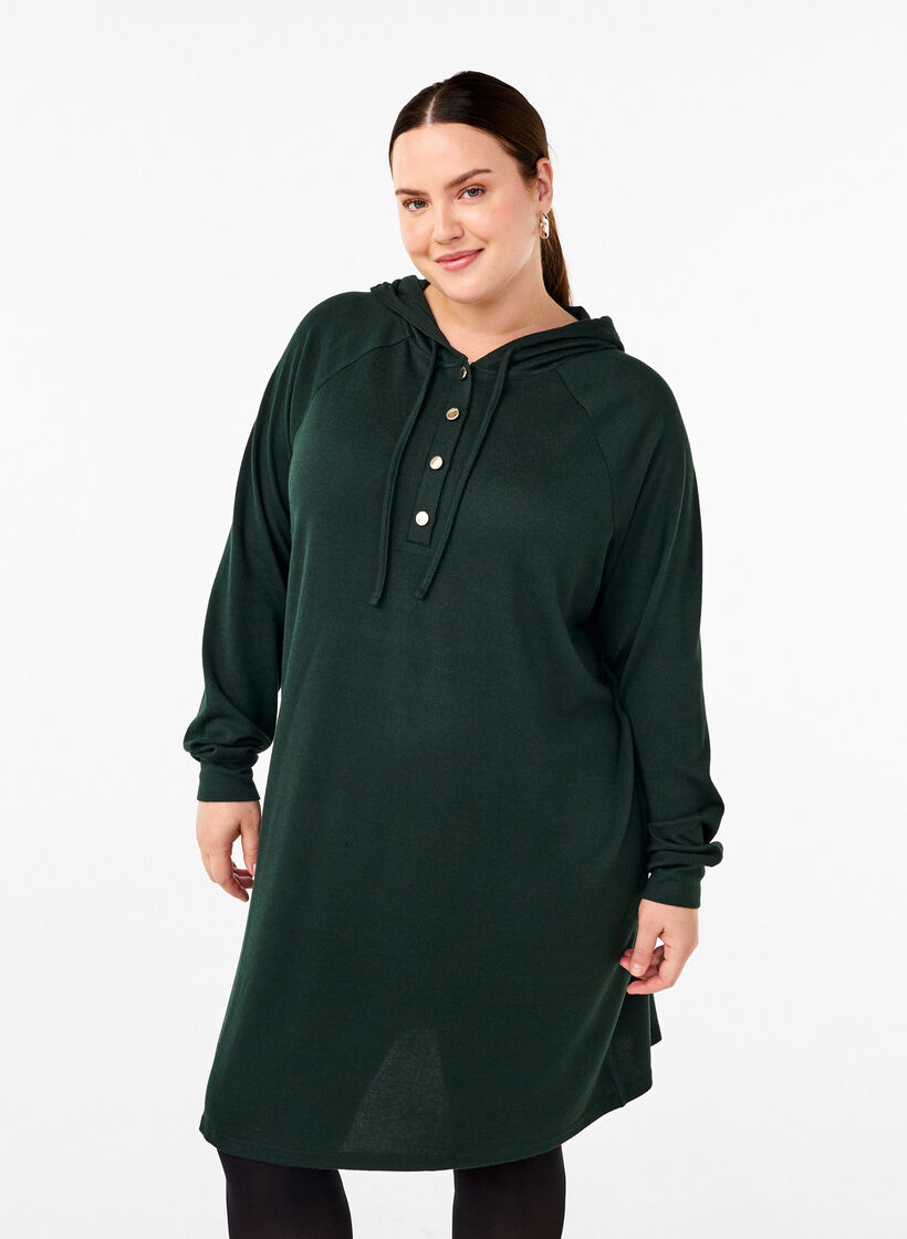 Long-sleeved sweat dress with hood, Scarab Mél., Model image number 0