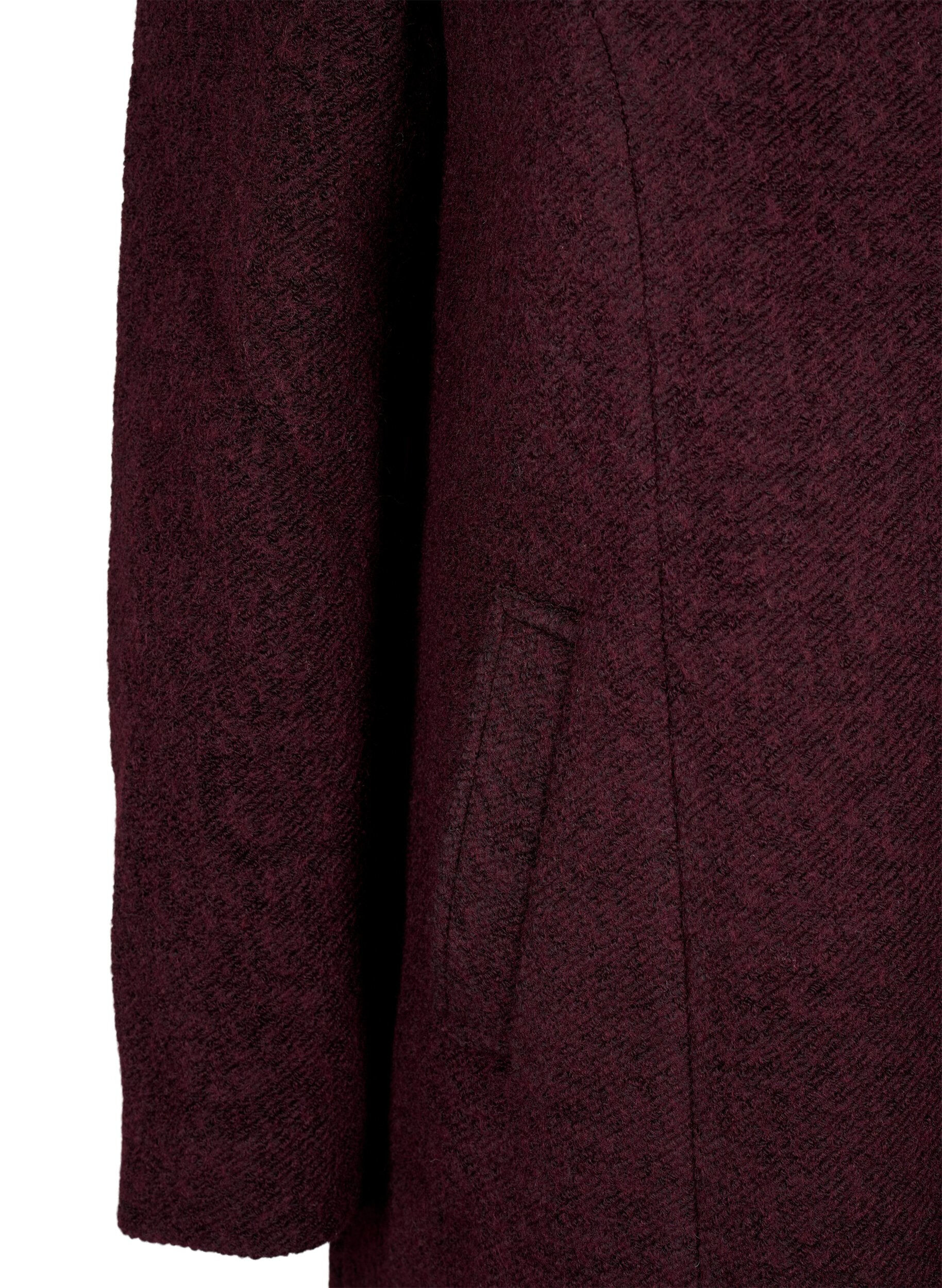 Zizzifashion Melange boucl&eacute; coat with zipper, Tawny Port Mel., Packshot image number 3