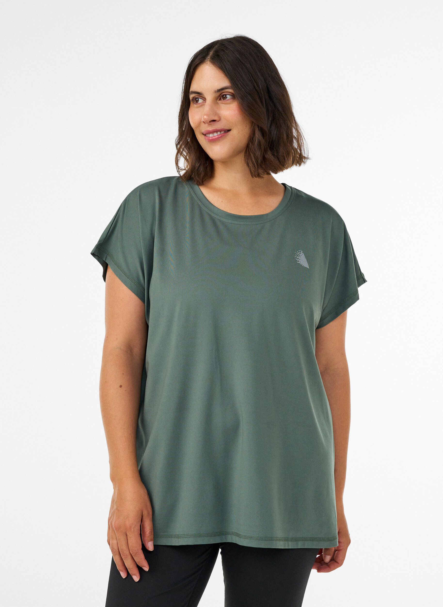 Solid-coloured training T-shirt, Green, Model