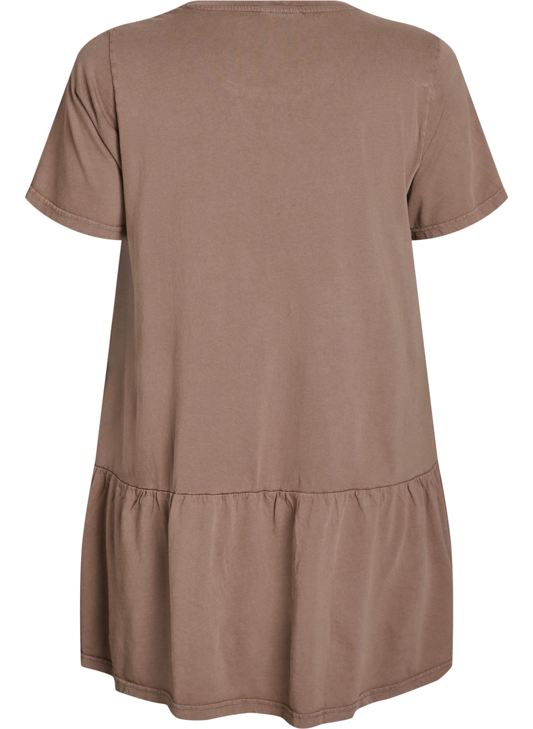 Zizzifashion Short A-line dress with a washed look, Brown, Packshot image number 1