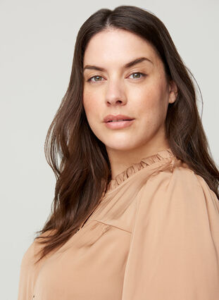 Puff sleeve shirt with ruffle trim, Cobber, Model image number 2