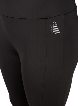 Cropped exercise tights with print and mesh, Black, Packshot image number 2