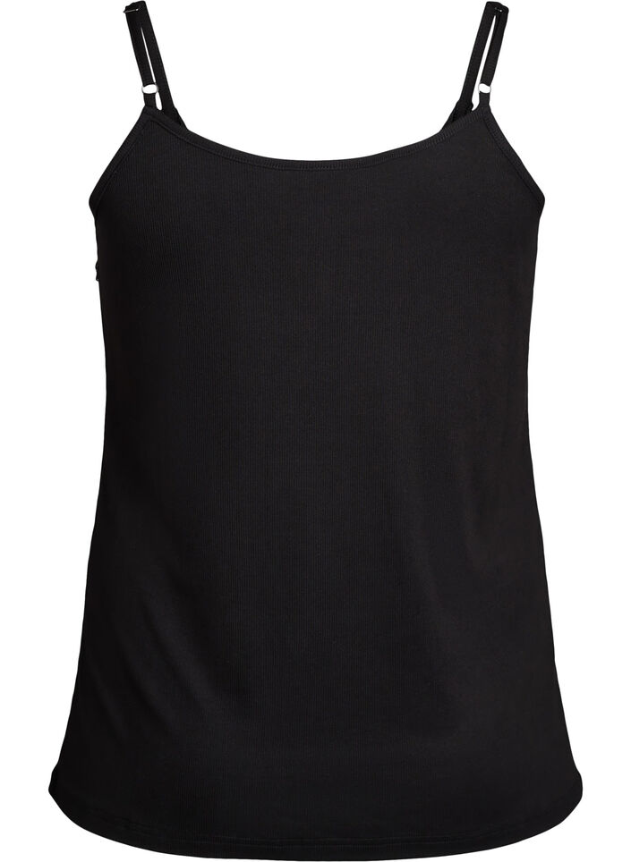 Ribbed jersey top with lace trim, Black, Packshot image number 1