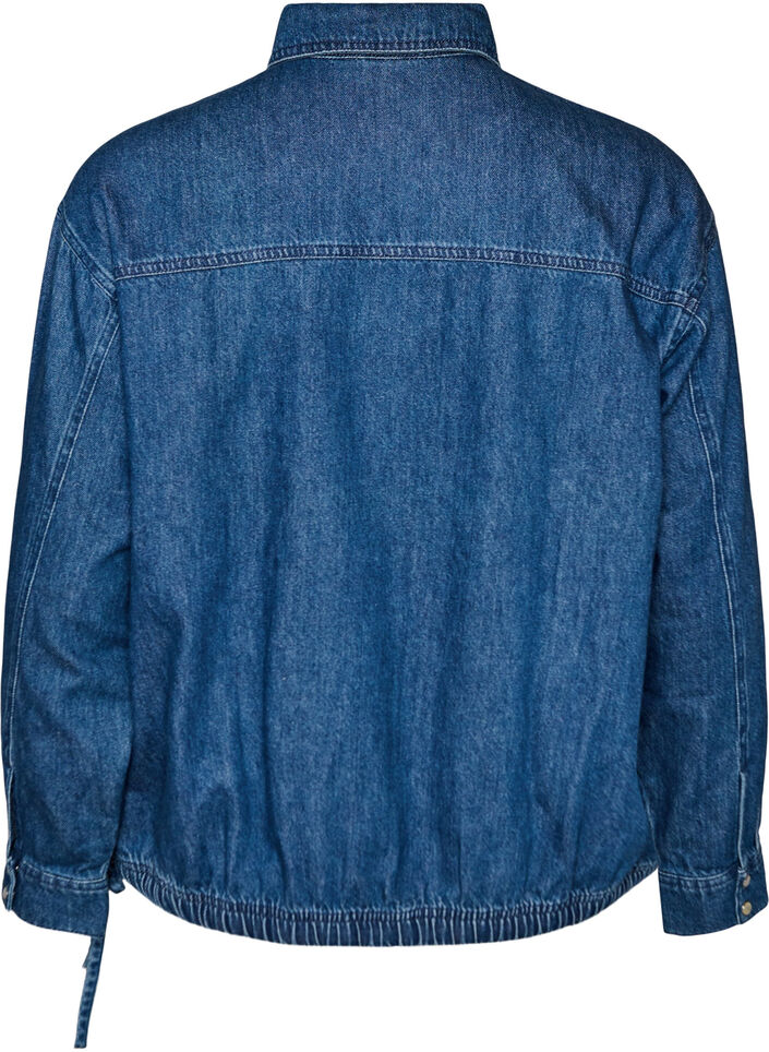 Denim blouse with balloon fit, Blue, Packshot