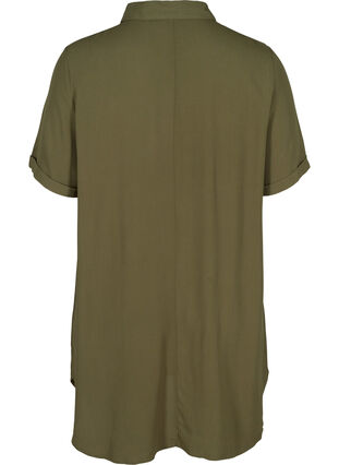 Short-sleeved tunic in viscose, Ivy Green, Packshot image number 1