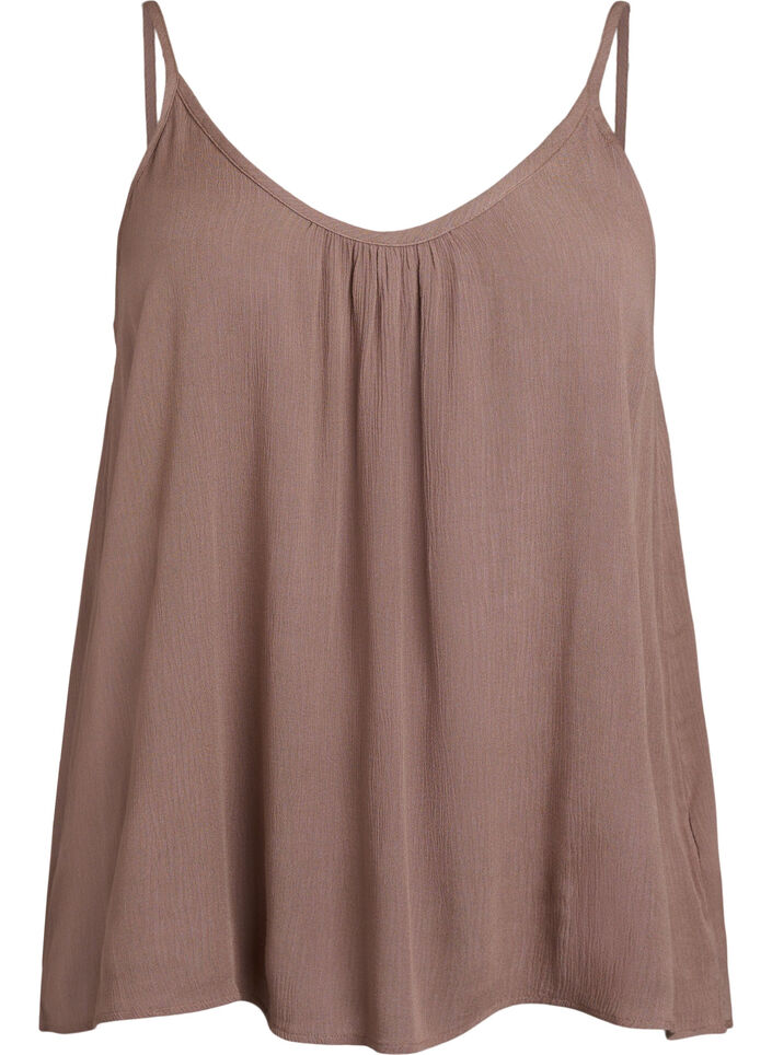 Strap top in viscose, Brown, Packshot image number 0