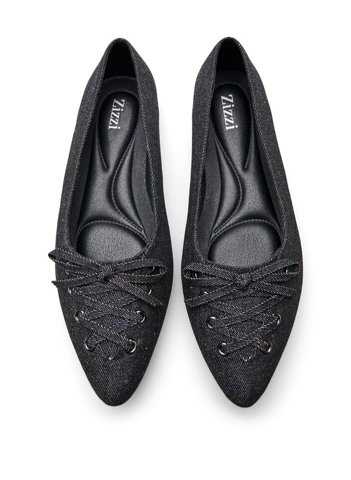 Ballerina with lace-up detail, Black, Packshot image number 2