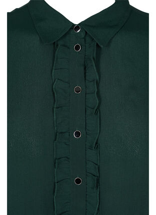 Viscose shirt with buttons and frill details, Scarab, Packshot image number 2