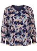 Floral blouse with long sleeves and V-neck, Night Sky AOP Flower, Packshot image number 0