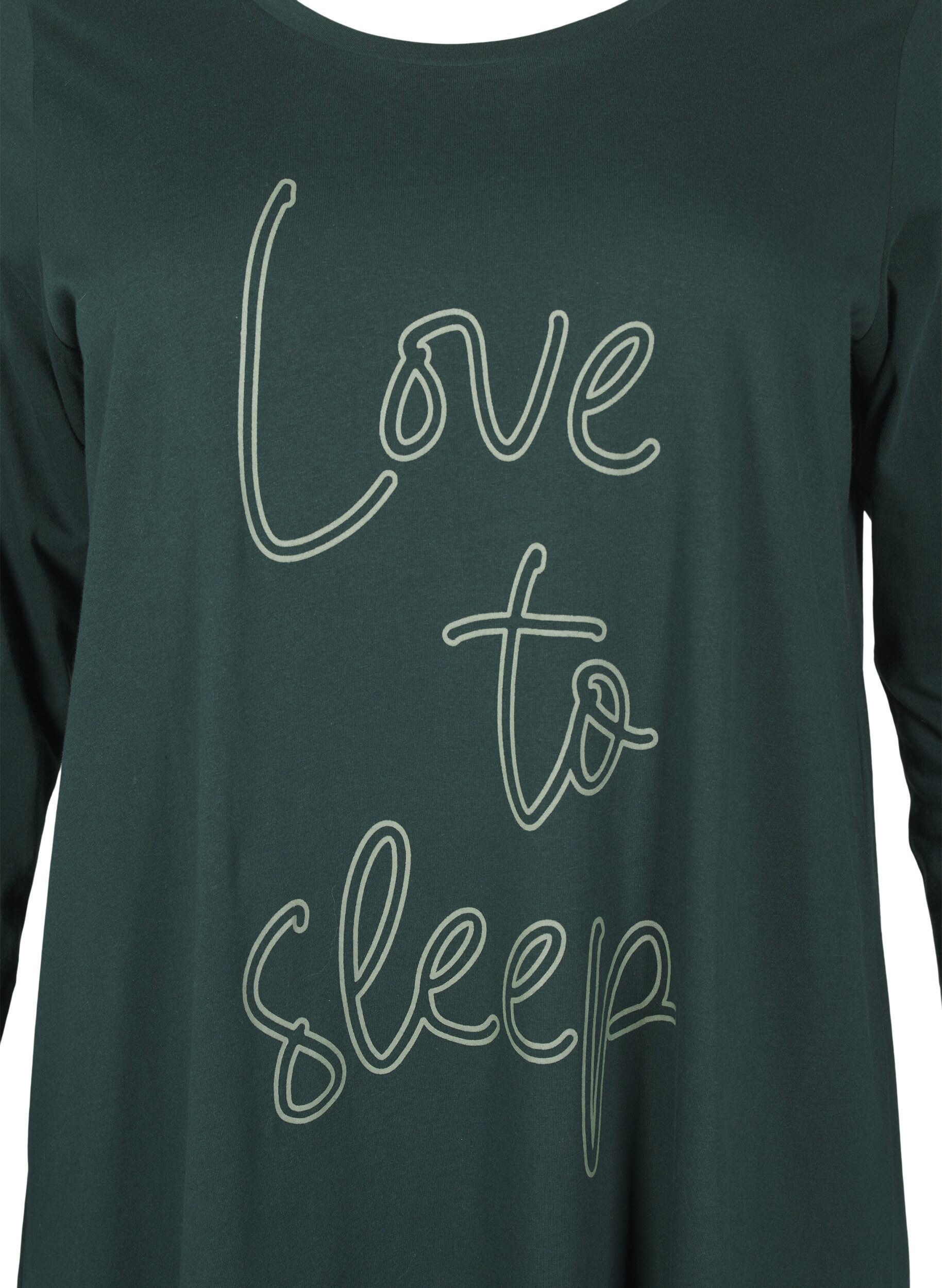 Zizzifashion Long-sleeved nightgown in organic cotton, Green, Packshot image number 2