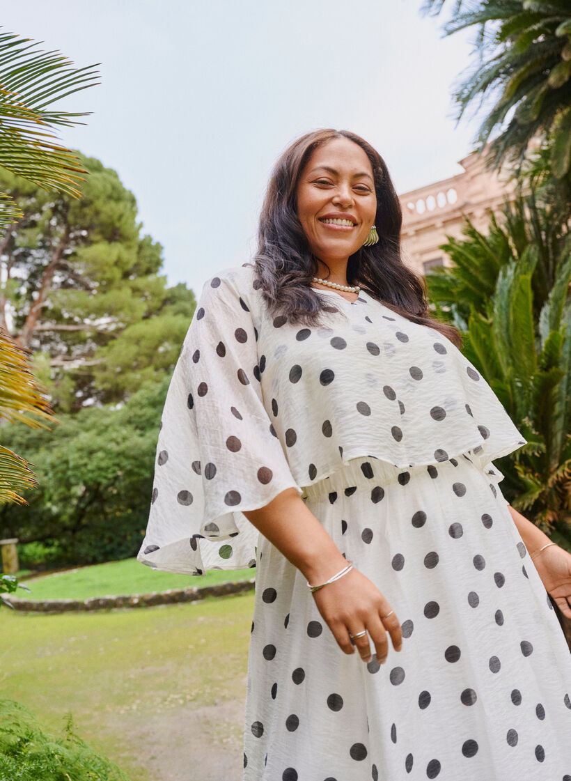 Layered top with polka dot pattern, Vanilla, Image image number 0