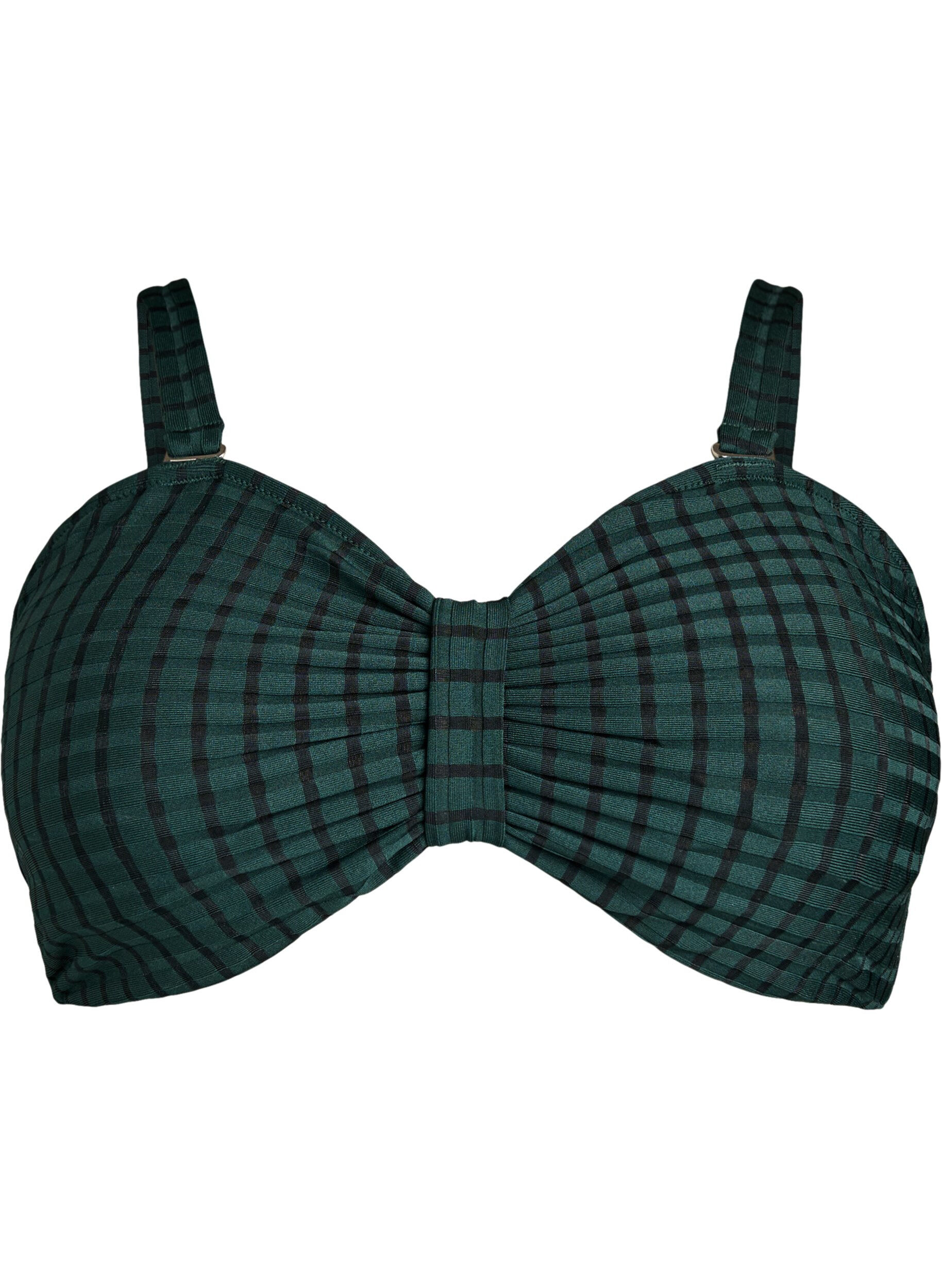 Checked bikini top with removable straps