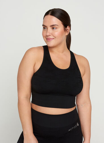 Sports top with a tone-on-tone pattern, Black, Model image number 0