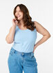 Solid color basic top in cotton, Light Blue, Model image number 0