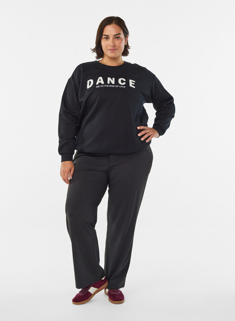 Sweatshirt with terry text, Black, Model image number 1