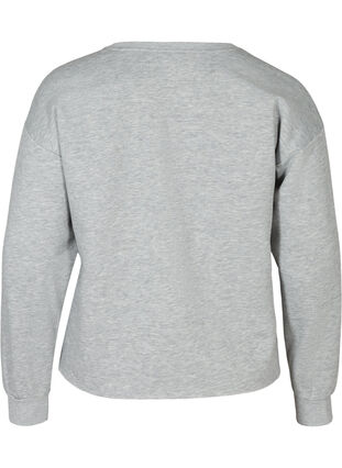 Cropped sweatshirt with round neckline, Light Grey Melange, Packshot image number 1