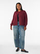 Rib knit cardigan with buttons, Red, Model image number 1