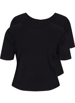 Cotton t-shirt with 2/4 sleeves in a 2-pack, Black, Packshot image number 1