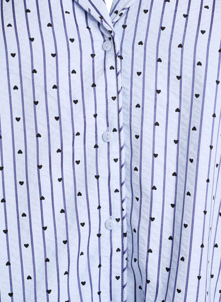 Seersucker pyjama shirt with long sleeves, Light Blue, Packshot image number 2