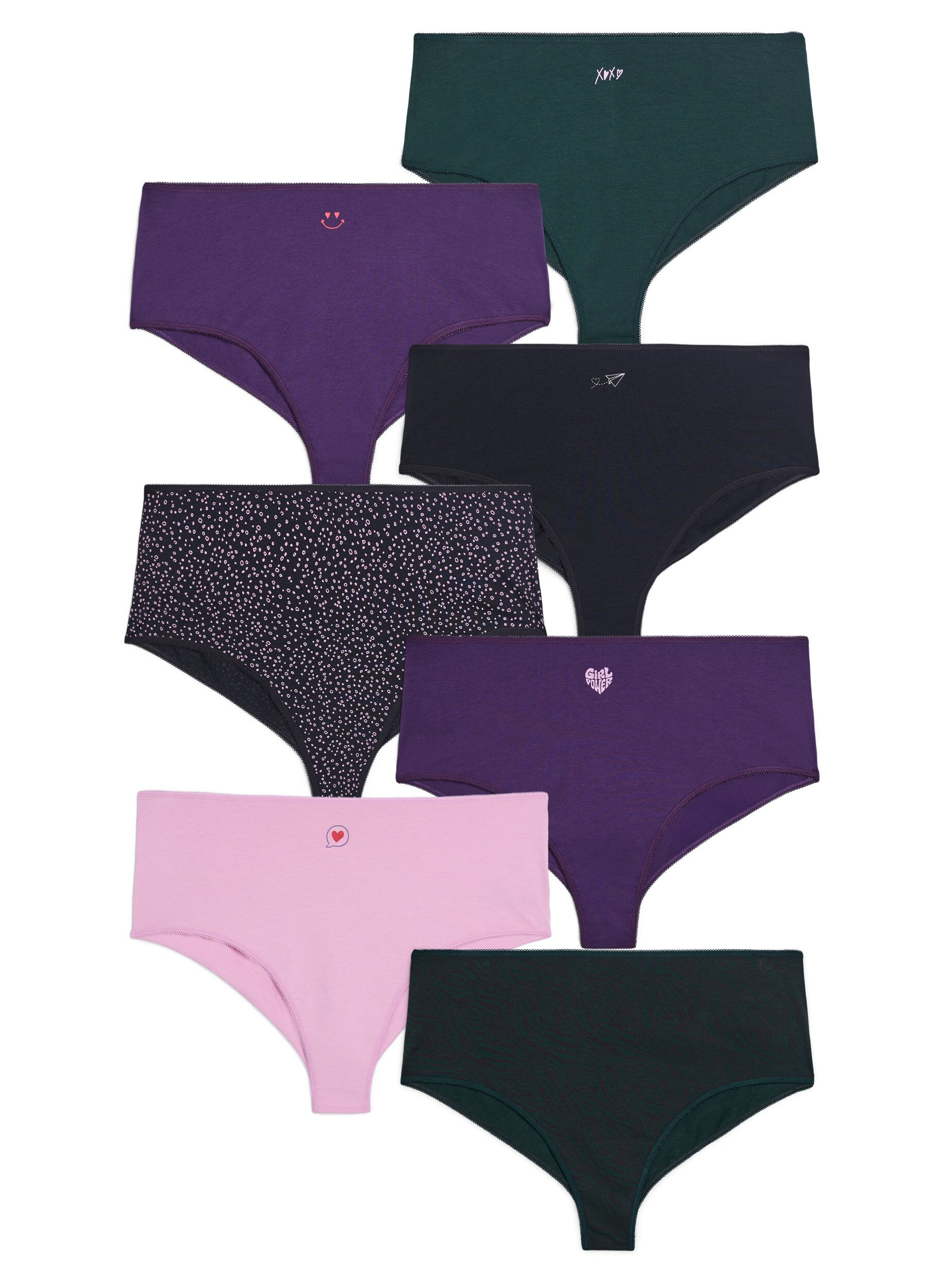 Zizzifashion 7-pack hipster briefs with regular waist, Purple, Packshot image number 0