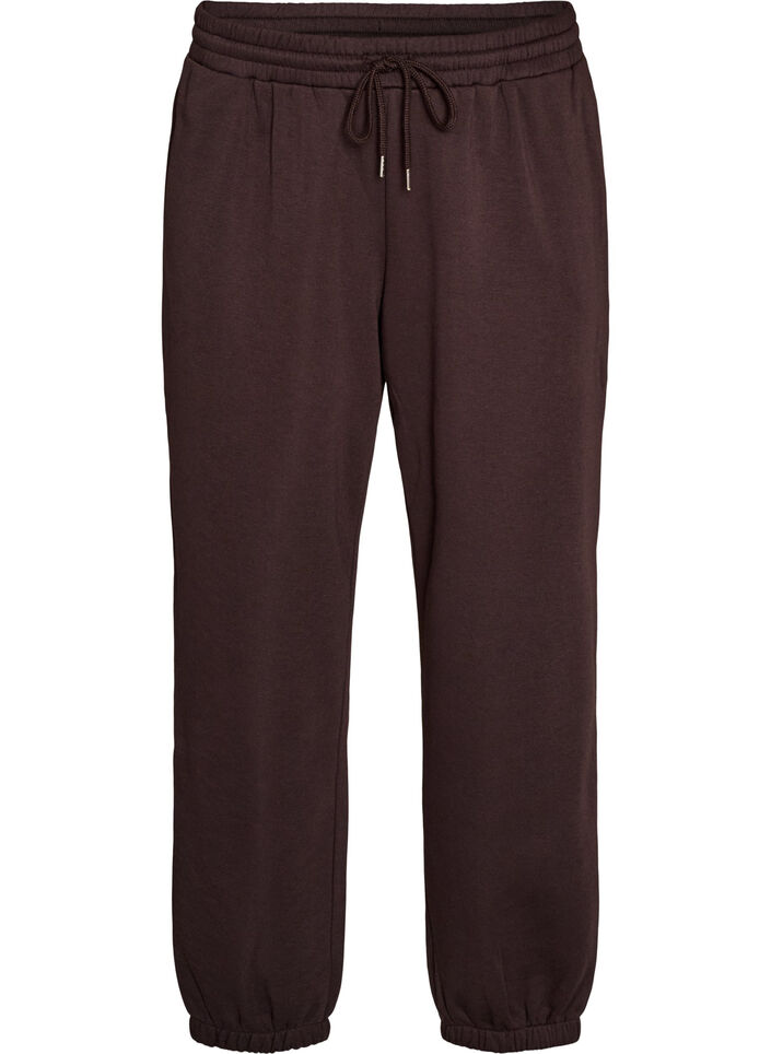 High-waisted sweatpants with drawstring, Brown, Packshot image number 0