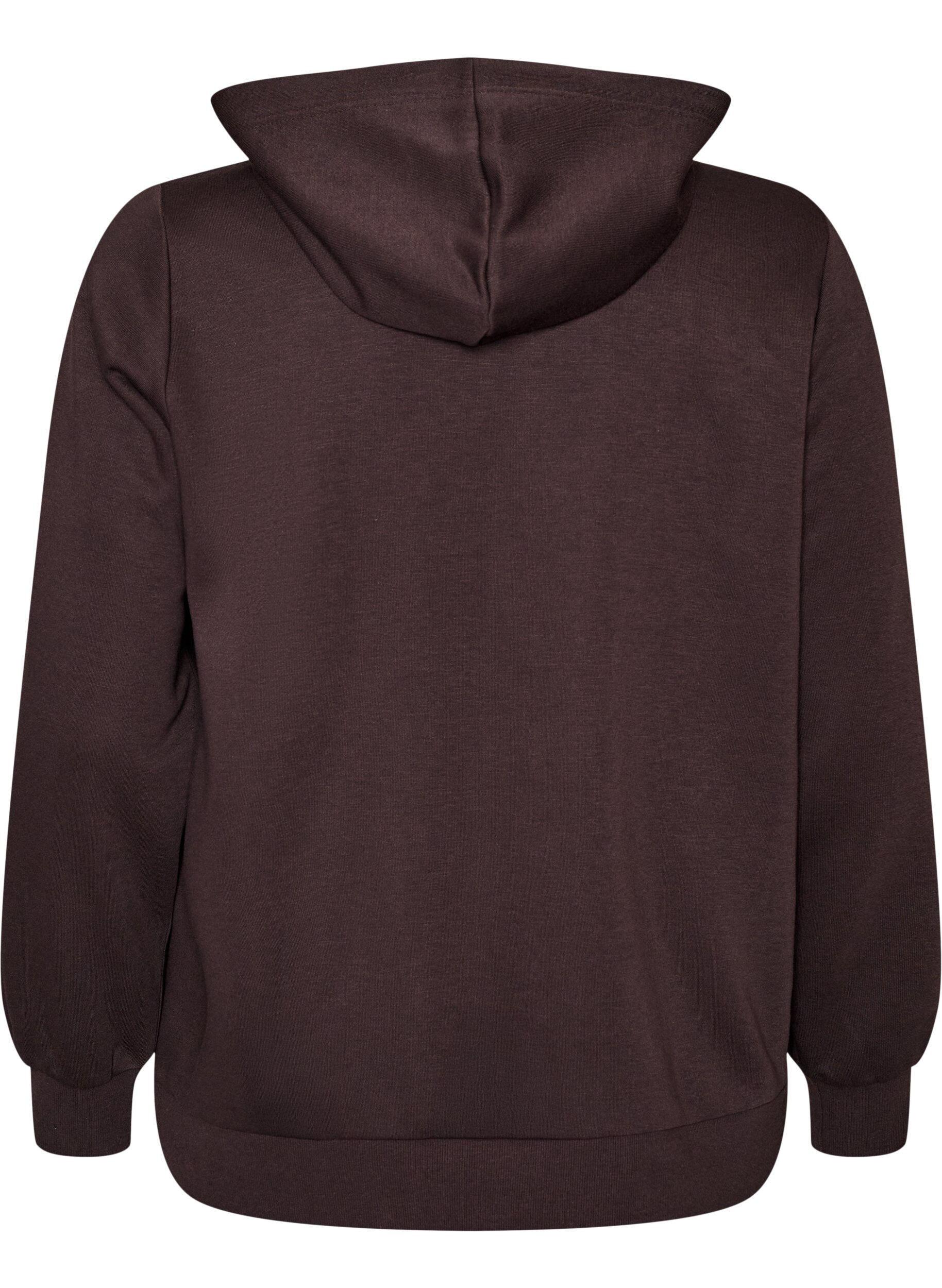 ZizzifashionHooded sweatshirt with a zip and pockets, Brown, Packshot image number 1