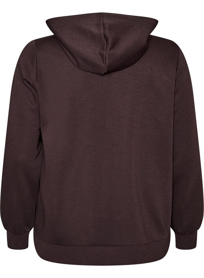 Hooded sweatshirt with a zip and pockets, Brown, Packshot image number 1