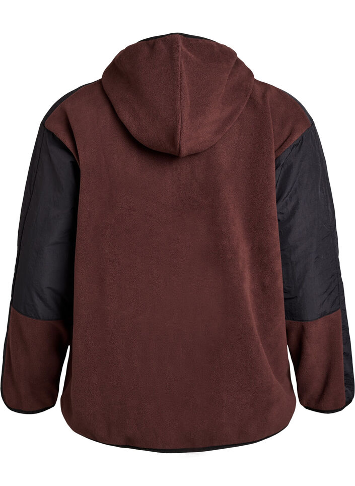 Hooded fleece jacket with pockets, Brown, Packshot image number 1