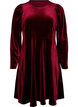Velvet dress with rhinestones and A-line shape, Red, Packshot image number 0
