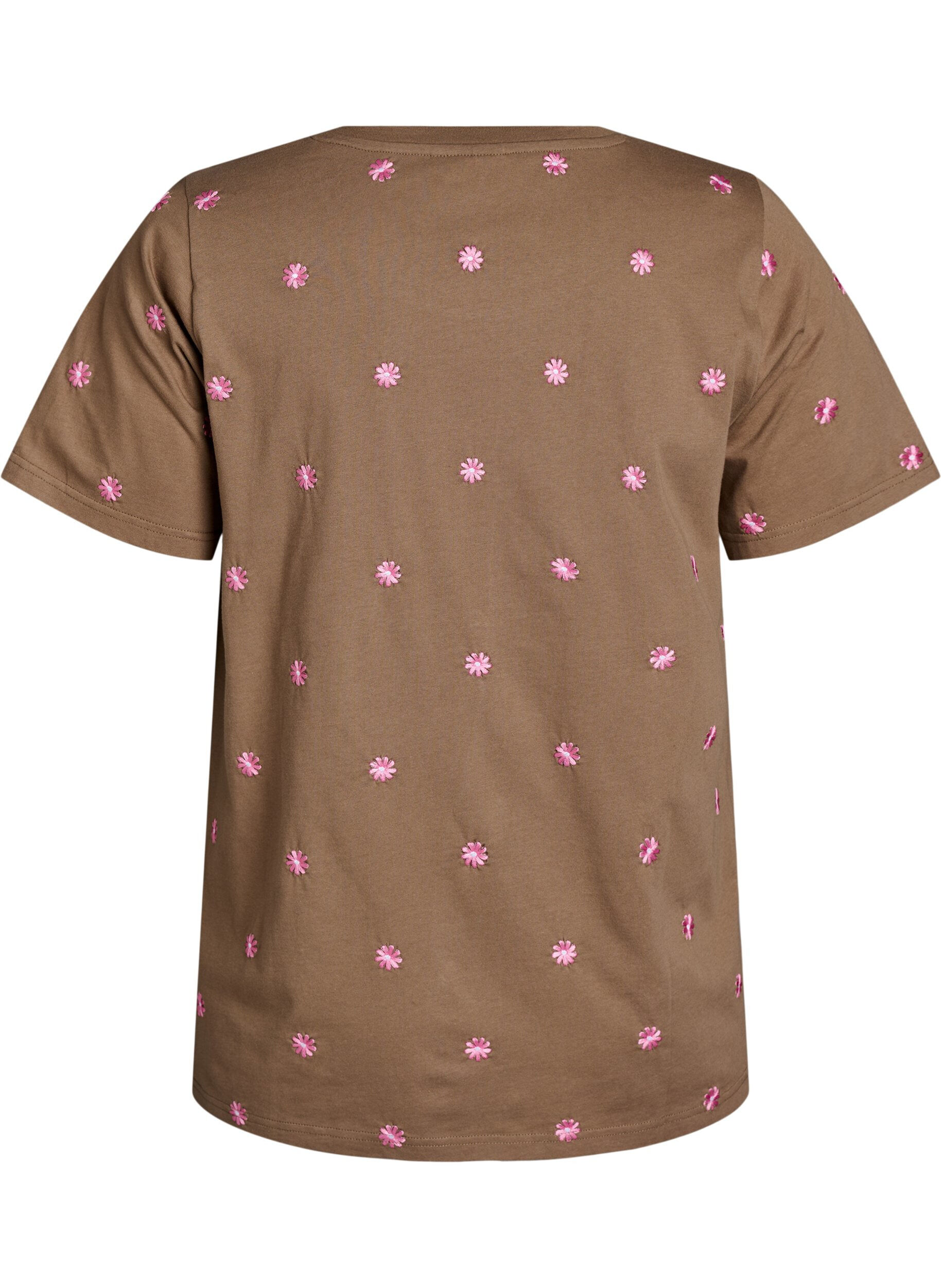 Zizzifashion T-shirt in organic cotton with embroidered motifs, Brown, Packshot image number 1