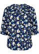 Floral blouse with 3/4 sleeves, P. Blue Flower AOP, Packshot image number 0