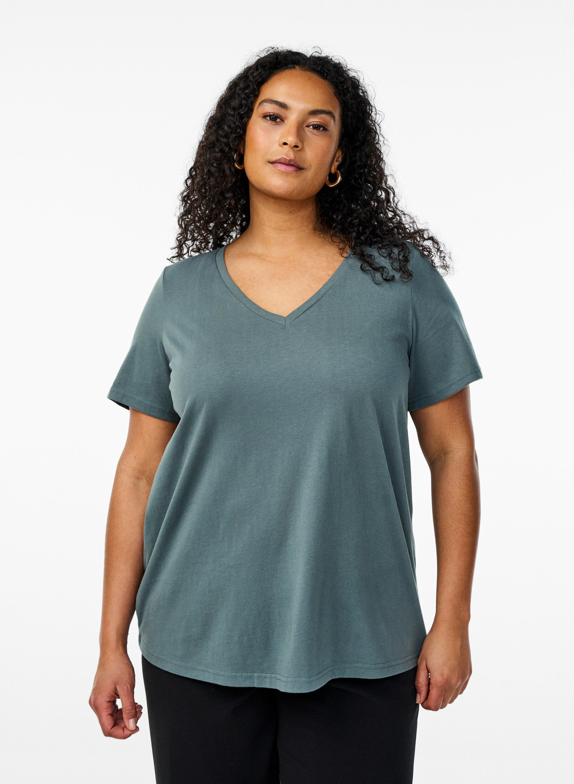Zizzifashion FLASH - V-neck T-shirt, Green, Model image number 0