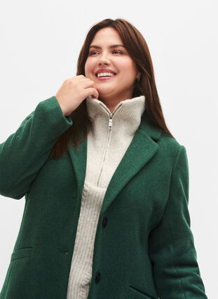 Coat with buttons and pockets, Trekking Green Mel, Model image number 2