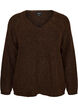 Knitted blouse with V-neck and raglan sleeves, Brown, Packshot image number 0