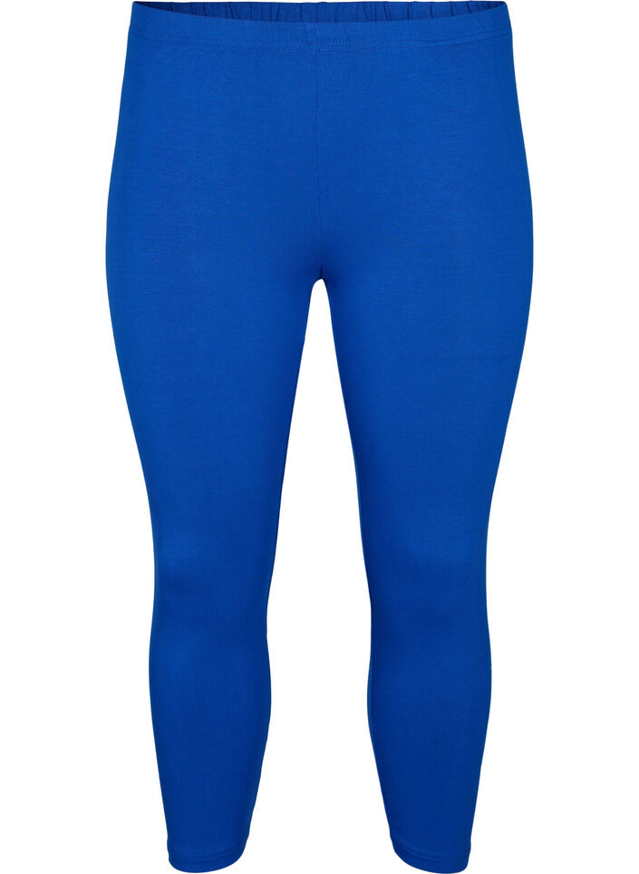 Basic 3/4-length viscose leggings, Blue, Packshot image number 0