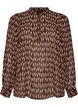 Blouse with all-over print and short button placket, Brown, Packshot image number 0
